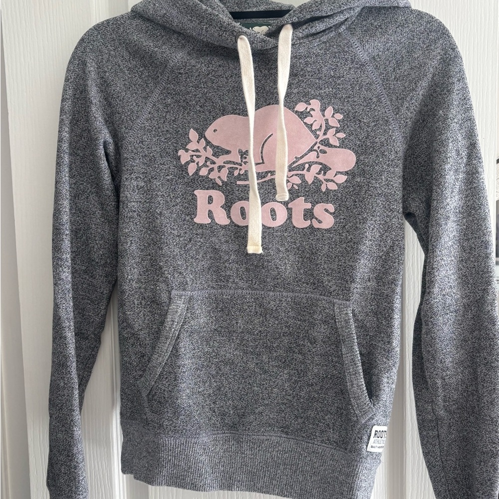 Roots Women's Charcoal and Pink Hoodie Sweater